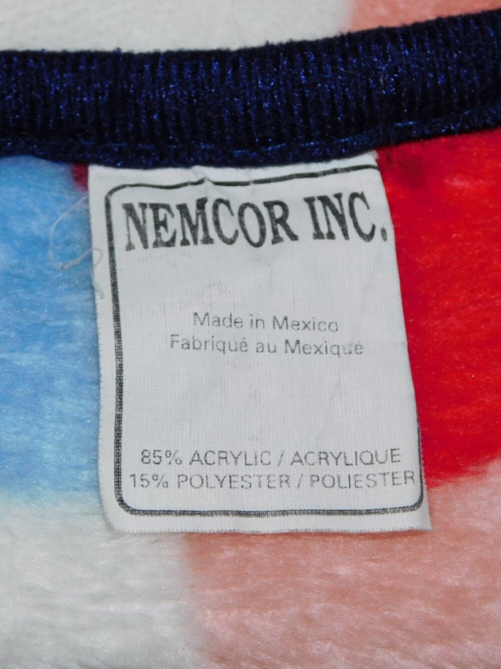 VTG Nemcor Multicolor Check Plaid Plush Fleece Baby Toddler Blanket 29" x 44" - Picture 4 of 6